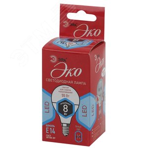 Лампа светодиодная LED 8Вт Е14 4000К ЭКО smd P45-8w-840-E14 ECO | Б0030023 | ЭРА 3