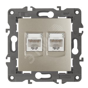 Розетка 2хRJ45, Эра Elegance, шампань, 14-3108-04 - ЭРА (Энергия света)