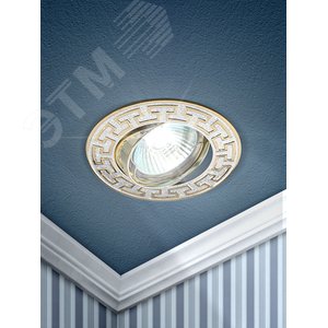 Светильник встраиваемый литой поворотный антик Т MR16,KL28 А S/GD 12V/220V, 50W   серебро/золото (100/1000) ЭРА (C0043724) - фото 2