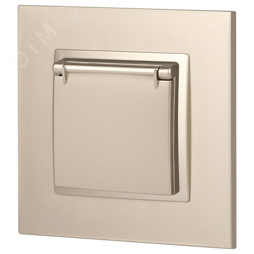 Розетка однофазная скрытого монтажа, в рамку с заземлением со шторками шампань с крышкой 16А 250В IP20 автоматические (безвинтовые) зажимы 14-2103-04 Эра Elegance 5