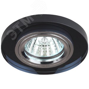 Светильник декор стекло круглое MR16,12V/220V, 50W, хром/черный DK7 CH/BK