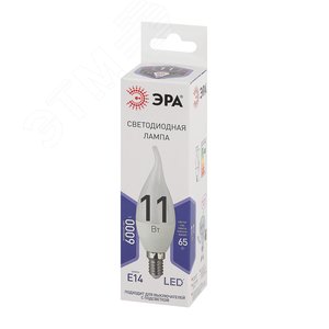 Лампа светодиодная LED 11 Вт 880Лм 6000К свеча на ветру холодный E14 170-265В LED BXS-11W-860-E14 Standart - фото 2
