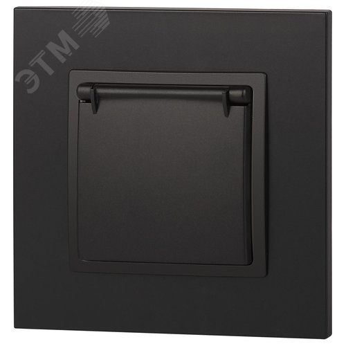 Розетка однофазная скрытого монтажа, в рамку с заземлением со шторками антрацит с крышкой 16А 250В IP20 автоматические (безвинтовые) зажимы 14-2103-05 Эра Elegance 6