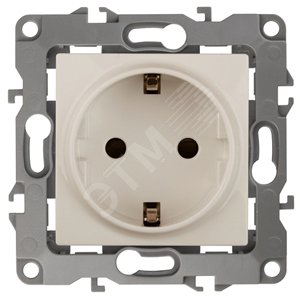 Розетка однофазная скрытого монтажа, в рамку с заземлением без шторок слоновая кость 16А 250В IP20 автоматические (безвинтовые) зажимы 12-2001-02 Эра 12
