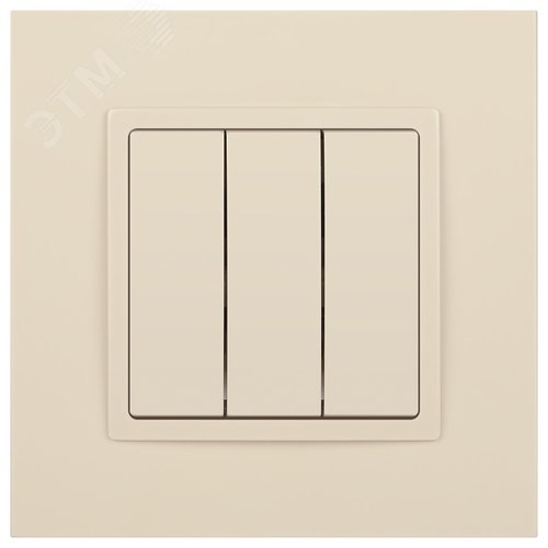 Выключатель трехклавишный, в рамку (скрытого монтажа) слоновая кость 10А 250В автоматические (безвинтовые) зажимы ЭРА Elegance 14-1107-02 2