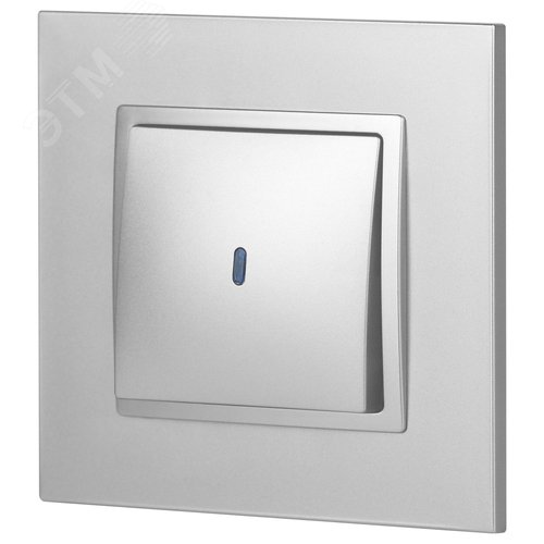 Выключатель одноклавишный, в рамку (скрытого монтажа) с подсветкой алюминий 10А 250В автоматические (безвинтовые) зажимы ЭРА Elegance 14-1102-03 5