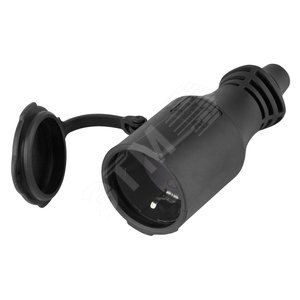 Розетка кабельная R6(B) IP44 каучук c/з 16A черная (10/100/3000) |Б0019195 | ЭРА - ЭРА (Энергия света)