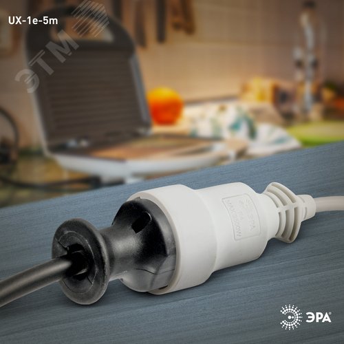 Удлинитель электрический с заземлением 1 розетка 5м ПВС 3x0,75мм2 10А UX-1е-5m - фото 3