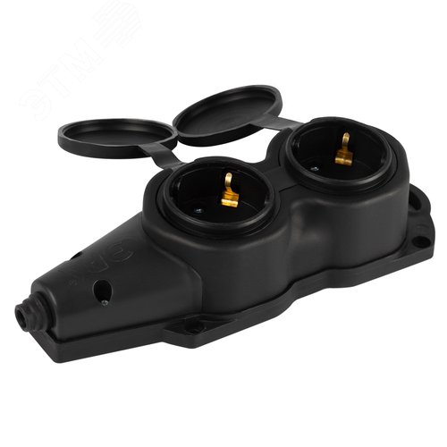 Колодка каучуковая с заземлением 2 розетки 16A IP44 черная KX-2e-B-IP44 - фото 3