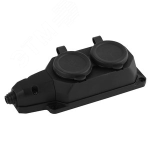 Колодка каучуковая с/з 2 гнезда 16A IP44 черная K-2e-B-IP44 - ЭРА (Энергия света)