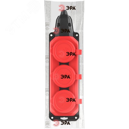 Колодка каучуковая с/з 3 гнезда 16A IP44 красная 9/90/540 - фото 6