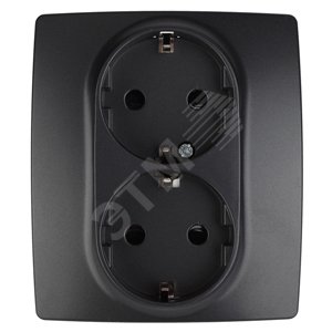 Розетка однофазная двойная скрытого монтажа, в рамку с заземлением со шторками антрацит 16А 250В IP20 автоматические (безвинтовые) зажимы 12-2104-05 Эра 12