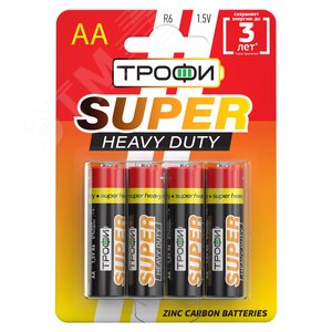 Батарейка Трофи R6-4BL SUPER HEAVY DUTY Zinc (40/720/25920) - ЭРА (Энергия света)