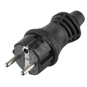 Вилка IP44 каучук c/з 16A черная (10/100/4200) V6(B) (Б0019193) - ЭРА (Энергия света)