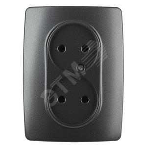 Розетка однофазная двойная скрытого монтажа, в рамку без шторок антрацит 16А 250В IP20 автоматические (безвинтовые) зажимы 12-2107-05 Эра 12