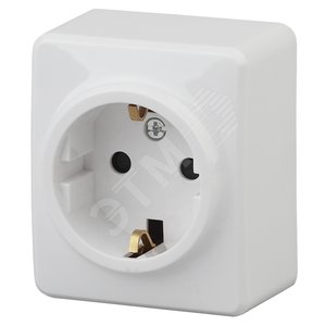 Розетка однофазная наружная (открытой установки) с заземлением без шторок белый 16А 250В IP20 винтовые клеммы 11-2203-01 Эра Эксперт