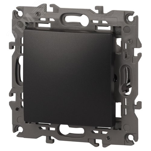 Выключатель одноклавишный, в рамку (скрытого монтажа) антрацит 10А 250В автоматические (безвинтовые) зажимы ЭРА Elegance 14-1101-05 4