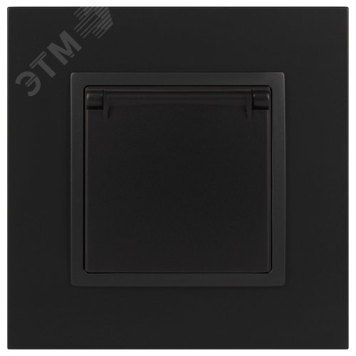 Розетка однофазная скрытого монтажа, в рамку с заземлением со шторками антрацит с крышкой 16А 250В IP20 автоматические (безвинтовые) зажимы 14-2103-05 Эра Elegance 2