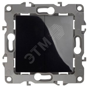 Выключатель двухклавишный скрытого монтажа чёрный 10А 250В автоматические (безвинтовые) ЭРА 12 12-1004-06