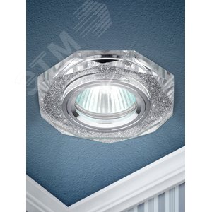 Светильник  декор стекло многогранник MR16,12V/220V, 50W, GU5,3 зеркальный/хром (50/210 DK5 СH/SL ЭРА (C0045759) - фото 2