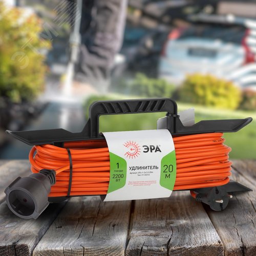 Удлинитель силовой на рамке без заземления 1 розетка 20м ПВС 2х1мм2 UFx-1-2x1.0-20m 3