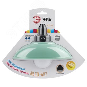 Ночник - светильник светодиодный NLED-487-1W-SW-GR настенный на батарейках с выключателем зеленый (Б0051476) - фото 2