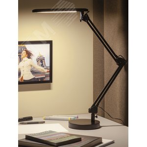 Светильник настольный светодиодный на струбцине и с основанием черный NLED-440-7W-BK 4