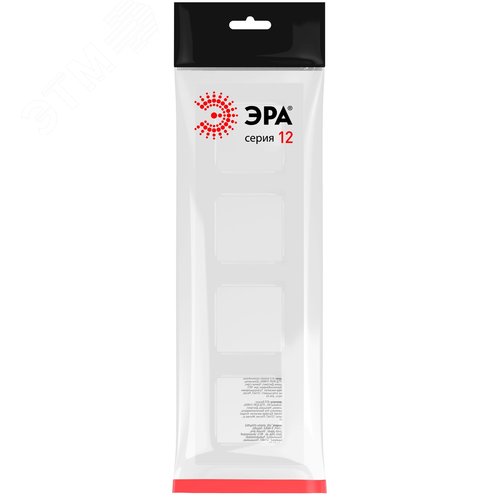 Рамка для розеток и выключателей 4 поста белый пластик ЭРА 12 12-5204-01 - фото 3