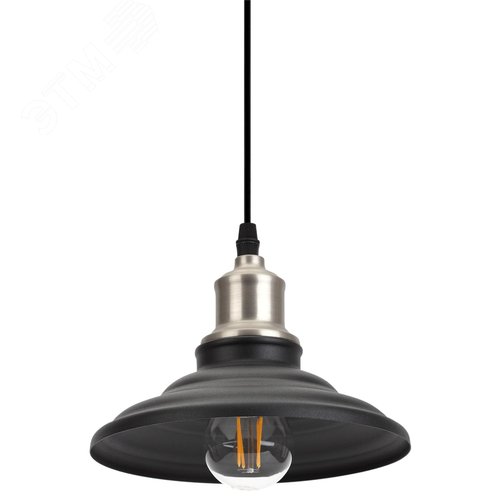 Светильник PL4 BK/BN Подвес металл, E27, max 60W, d203 мм, шагрень черный/темный никель 3