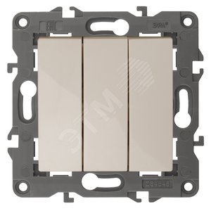 Выключатель трехклавишный, в рамку (скрытого монтажа) слоновая кость 10А 250В автоматические (безвинтовые) зажимы ЭРА Elegance 14-1107-02