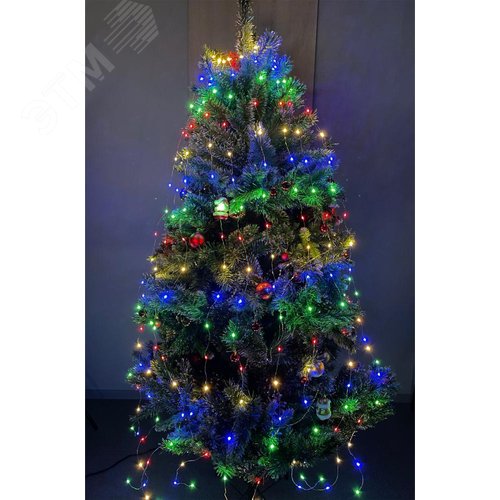 Гирлянда LED  Дождик 10 нитей  2 метра мультиколор 220V ENIN -2NM ЭРА (Б0047966) 7