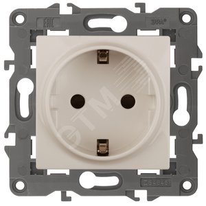 Розетка однофазная скрытого монтажа, в рамку с заземлением со шторками слоновая кость 16А 250В IP20 автоматические (безвинтовые) зажимы 14-2102-02 Эра Elegance