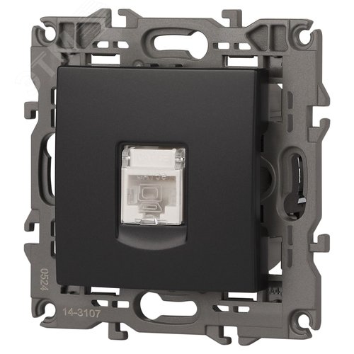 Розетка RJ45, Эра Elegance, антрацит, 14-3107-05 - фото 4