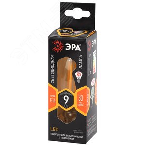 Лампа светодиодная декоративная LED 9 Вт 1170Лм 2700К свеча, филамент теплый E14 230В F-LED B35-9w-827-E14 2