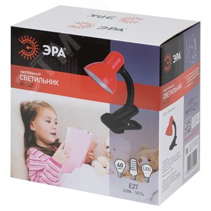 Светильник настольный на прищепке красный N-102-E27-40W-R 3