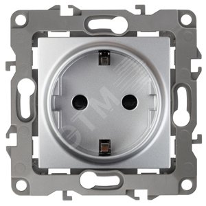 Розетка однофазная скрытого монтажа, в рамку с заземлением без шторок алюминий 16А 250В IP20 автоматические (безвинтовые) зажимы 12-2001-03 Эра 12