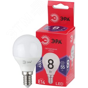 Лампа светодиодная LED 8 Вт 640Лм 6500К шар холодный E14 220-240В LED P45-8W-865-E14 Red Line