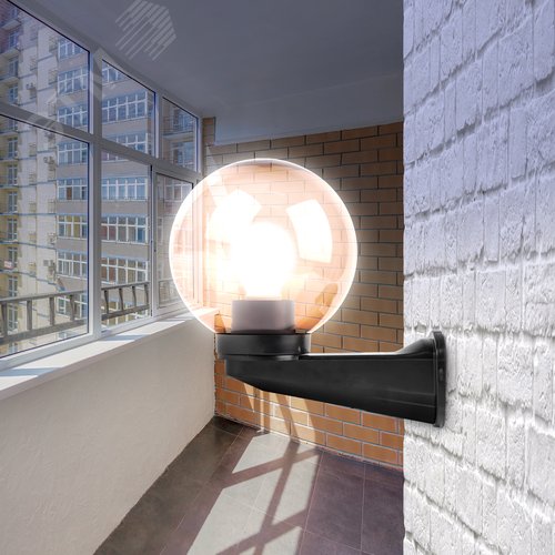 Светильник настенный НБУ 01-60-205 шар дымчатый IP44 Е27 max60Вт d200mm с настенным крепежом 7