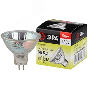 Лампа накаливания галогенная GU5.3-JCDR (MR16) -50W-230V-CL (галоген, софит, 50Вт, нейтр, GU5.3) (10/200/6000) - ЭРА (Энергия света)