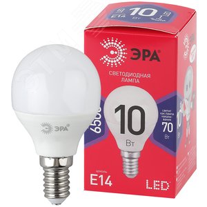 Лампа светодиодная LED 10 Вт 800Лм 6500К шар холодный E14 220-240В LED P45-10W-865-E14 Red Line