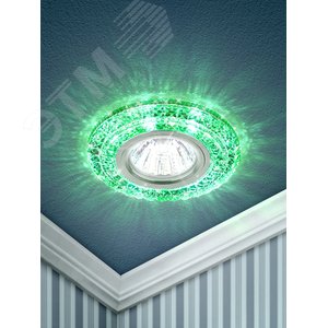 Светильник точечный DK LD3 SL/WH+GR декор cо светодиодной подсветкой (белый+зеленый), прозрачный (Б0019204) 5