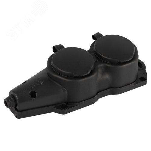 Колодка каучуковая с заземлением 2 розетки 16A IP44 черная KX-2e-B-IP44 - ЭРА (Энергия света)
