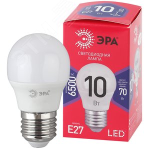 Лампа светодиодная LED 10 Вт 800Лм 6500К шар холодный E27 220-240В LED P45-10W-865-E27 Red Line