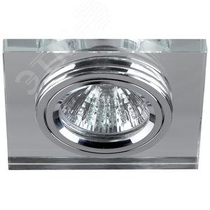 Светильник декор стекло квадрат MR16,12V/220V, 50W, хром/зеркальный DK8 CH/WH