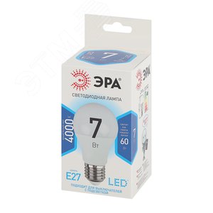 Лампа светодиодная LED A60-7W-840-E27 (диод, груша, 7Вт, нейтр, E27 (10/100/1500) ЭРА (Б0029820) 3