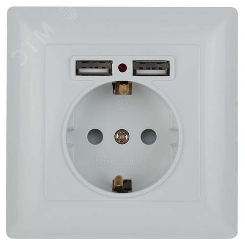 4-410-01 Розетка P+E Schuko со шторками, 16А-250В + 2хUSB, СУ, Solo, белый (10/100/2500) | Б0043403 | Intro - ЭРА (Энергия света)