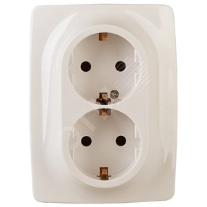 Розетка 2X2P+E Schuko, 16A-250В, винт, Эра12, слоновая кость, 12-2116-02 (Б0029239)