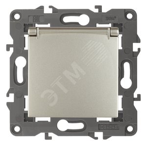 Розетка однофазная скрытого монтажа, в рамку с заземлением со шторками шампань с крышкой 16А 250В IP20 автоматические (безвинтовые) зажимы 14-2103-04 Эра Elegance