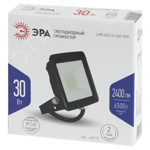Прожектор светодиодный ДО-30 Вт 4000К 2400 Лм IP65 черный 30w нейтральный 200-240В LPR-023-0-40K-030 - фото 2