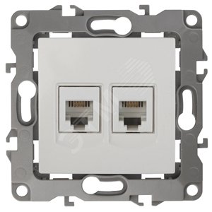 Розетка телефонная двойная 2XRJ11, Эра12, слоновая кость, 12-3106-02 (Б0014718)